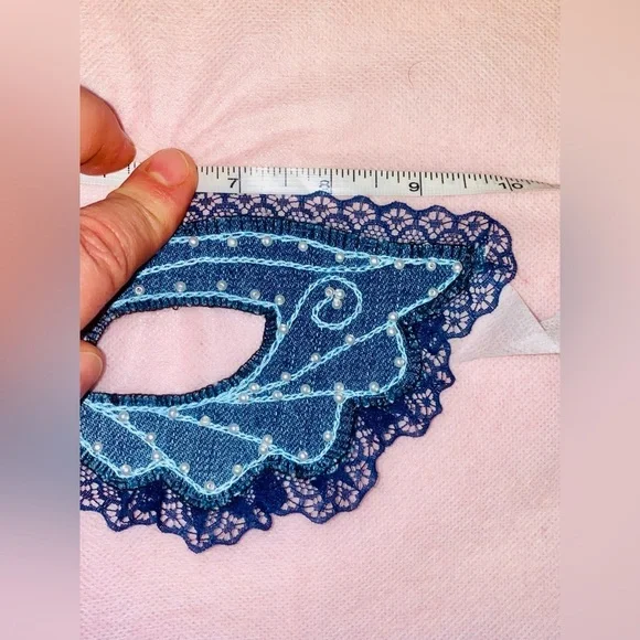 Blue Lace Masquerade Mask. Handmade - Picture 4 of 4